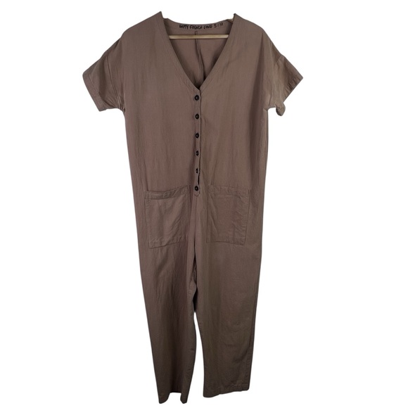 Happy French Gang v-neck short sleeve jumpsuit S/M Terracotta as is - Picture 6 of 10